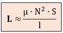 Fórmula del coeficiente de autoinducción de un solenoide