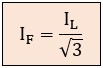 Formula de la corriente de fase en función de la corriente de línea