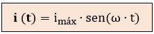 Fórmula de la corriente instantánea senoidal