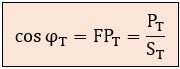 Formula del factor de potencia total de una instalación eléctrica