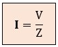 Formula de la intensidad, Ley de Ohm en corriente alterna