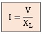 Formula de la intensidad, Ley de Ohm de la reactancia inductiva