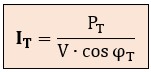 Formula de la intensidad total en función de la potencia activa monofásica