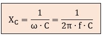 Fórmula de la reactancia capacitiva del condensador en función frecuencia