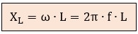 Fórmula de la reactancia inductiva de una bobina en función de la frecuencia