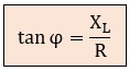 Fórmula de la tangente de phi en el triángulo de impedancias inductivo de circuitos con receptores monofásicos en serie