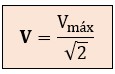 Fórmula de la tensión eficaz en función de la tensión máxima