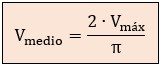 Fórmula del valor medio de medio ciclo de corriente alterna