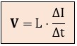 Fórmula del voltaje autoinducido en función de la variación de la corriente