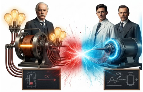 Guerra de las corrientes, Edison, Tesla y Westinghouse