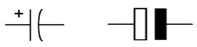 Símbolos de los condensadores polarizados