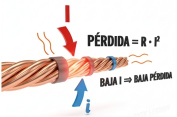 Transporte eficiente a larga distancia en la generación de corriente alterna