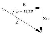 Triángulo de impedancias ejercicio resuelto serie R-C, circuitos con receptores monofásicos en serie