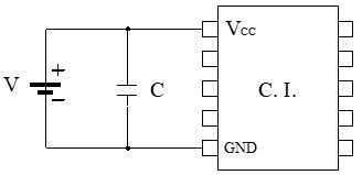Uso del condensador en desacoplo de ruido