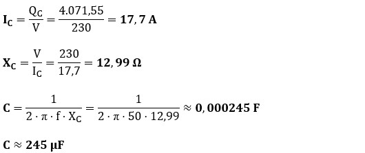 Ecuación 2 del ejemplo resuelto, corrección FP monofásica
